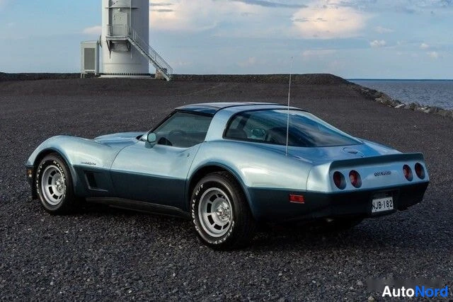 Sininen Chevrolet Corvette 1982, takaviisto, kuva 7
