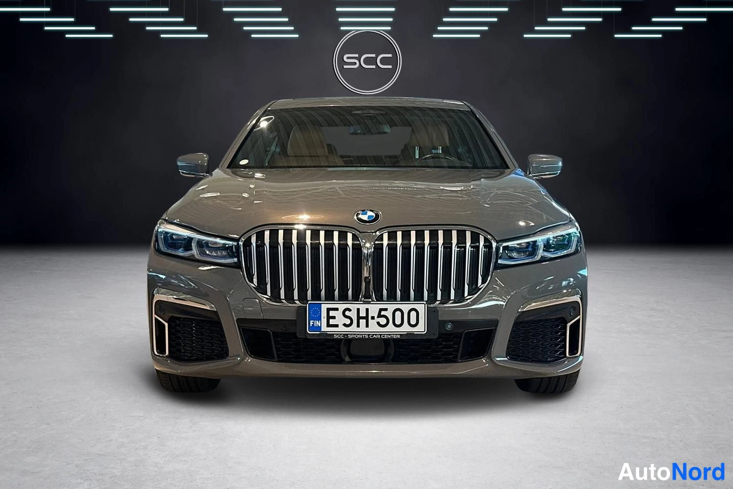 Harmaa BMW 745 2020, edestä, kuva 2