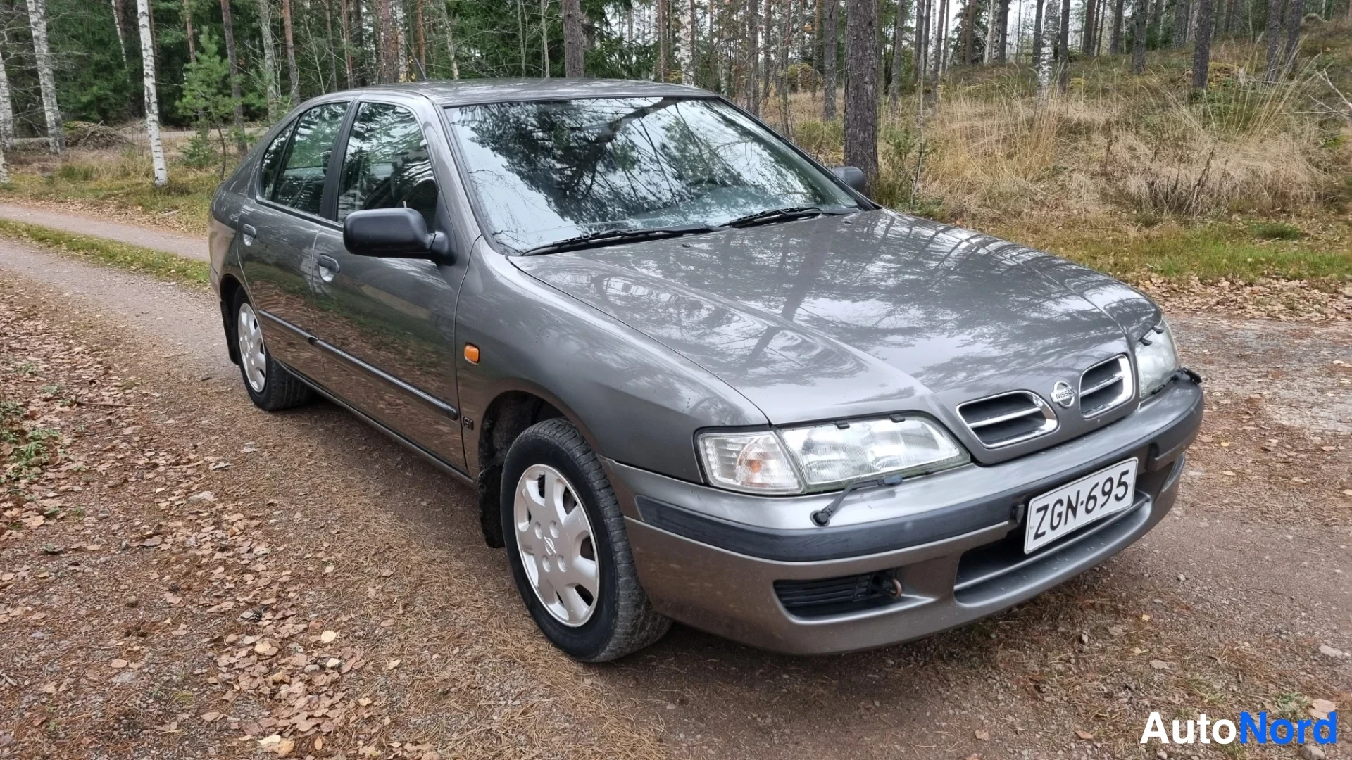 Grey Nissan Primera 1997, front three-quarter, nose to the right, photo 2