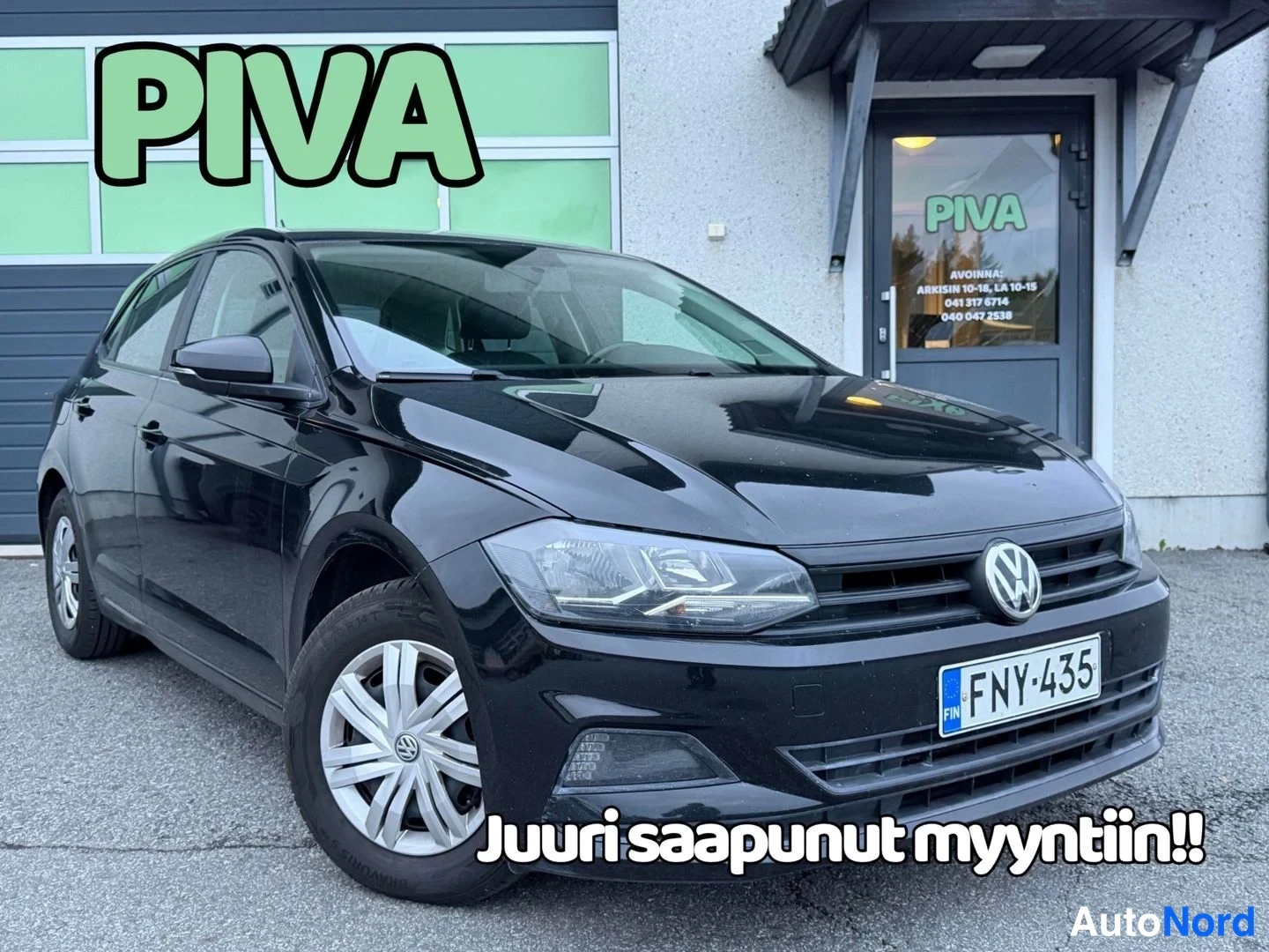 Musta Volkswagen Polo 2019, etuviisto, keula oikealle, kuva 2