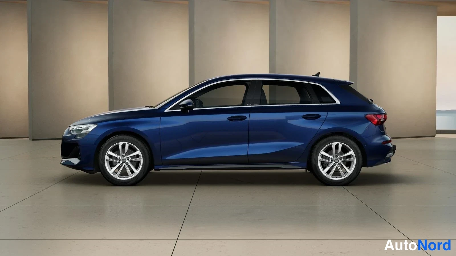 Sininen Audi A3 Sportback 2026, sivulta, kuva 2