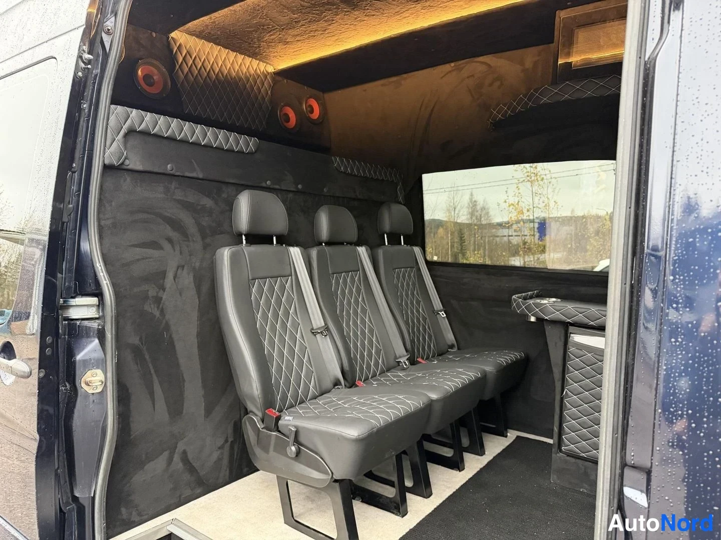 Blue Mercedes-Benz Sprinter 319 CDI 2017, rear seats, photo 18