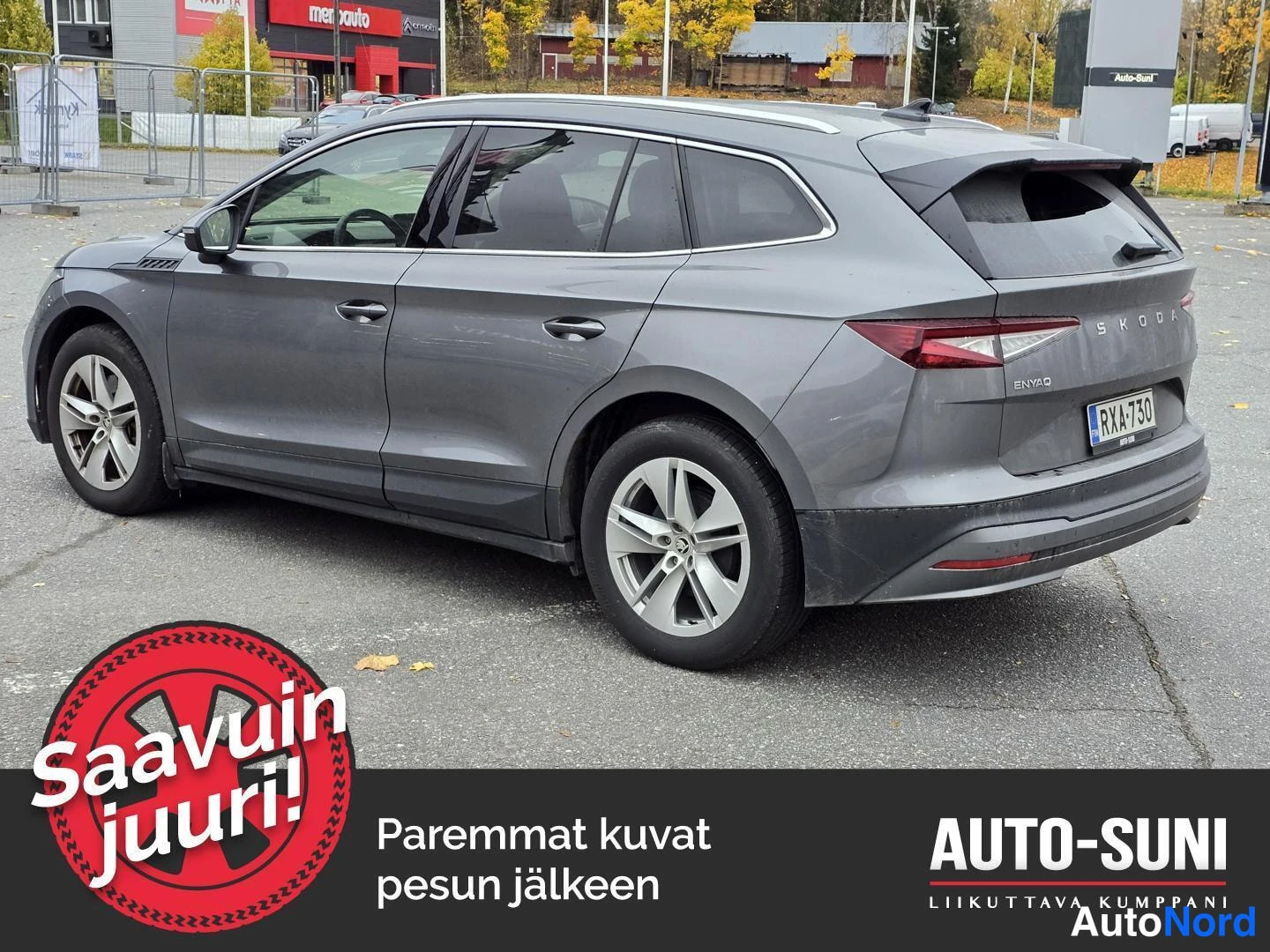Harmaa Skoda Enyaq 2024, takaviisto, kuva 2