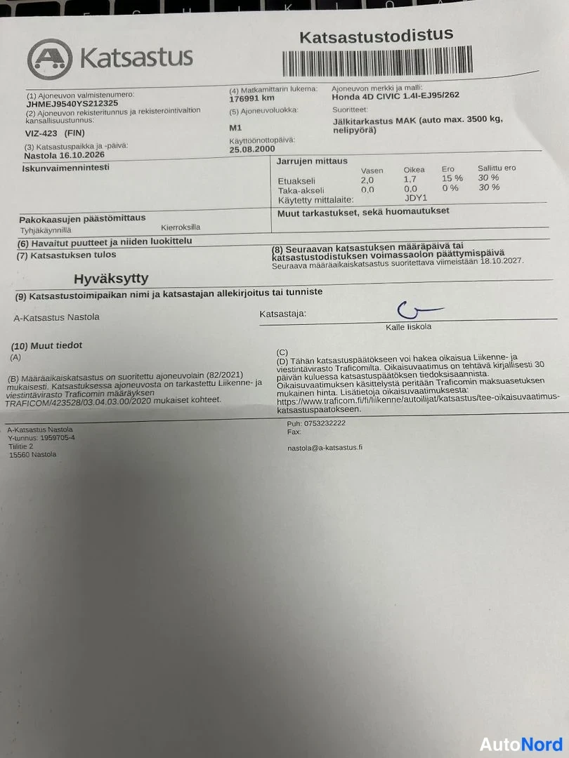 Beige Honda Civic 2000, asiakirja, kuva 22
