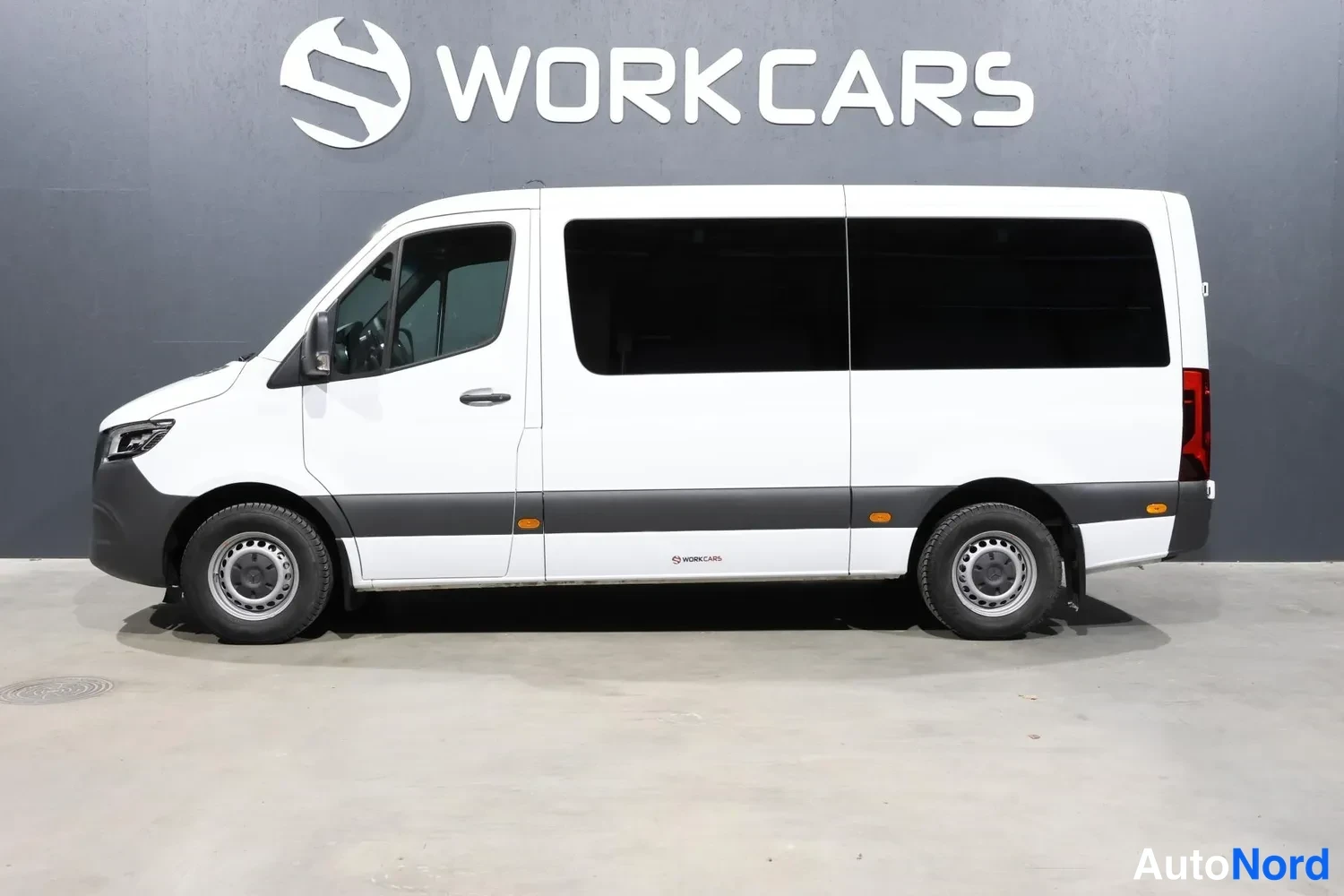 White Mercedes-Benz Sprinter 2026, front three-quarter, nose to the left, photo 2
