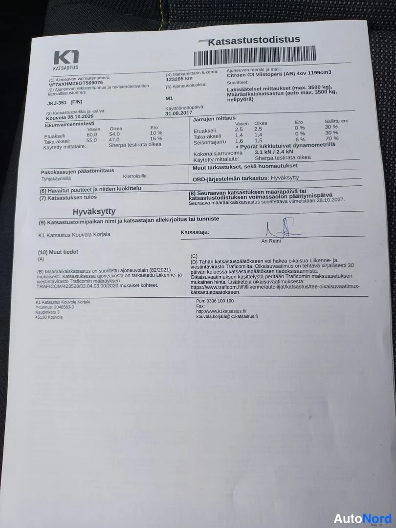 Valkoinen Citroen C3 2017, asiakirja, kuva 22