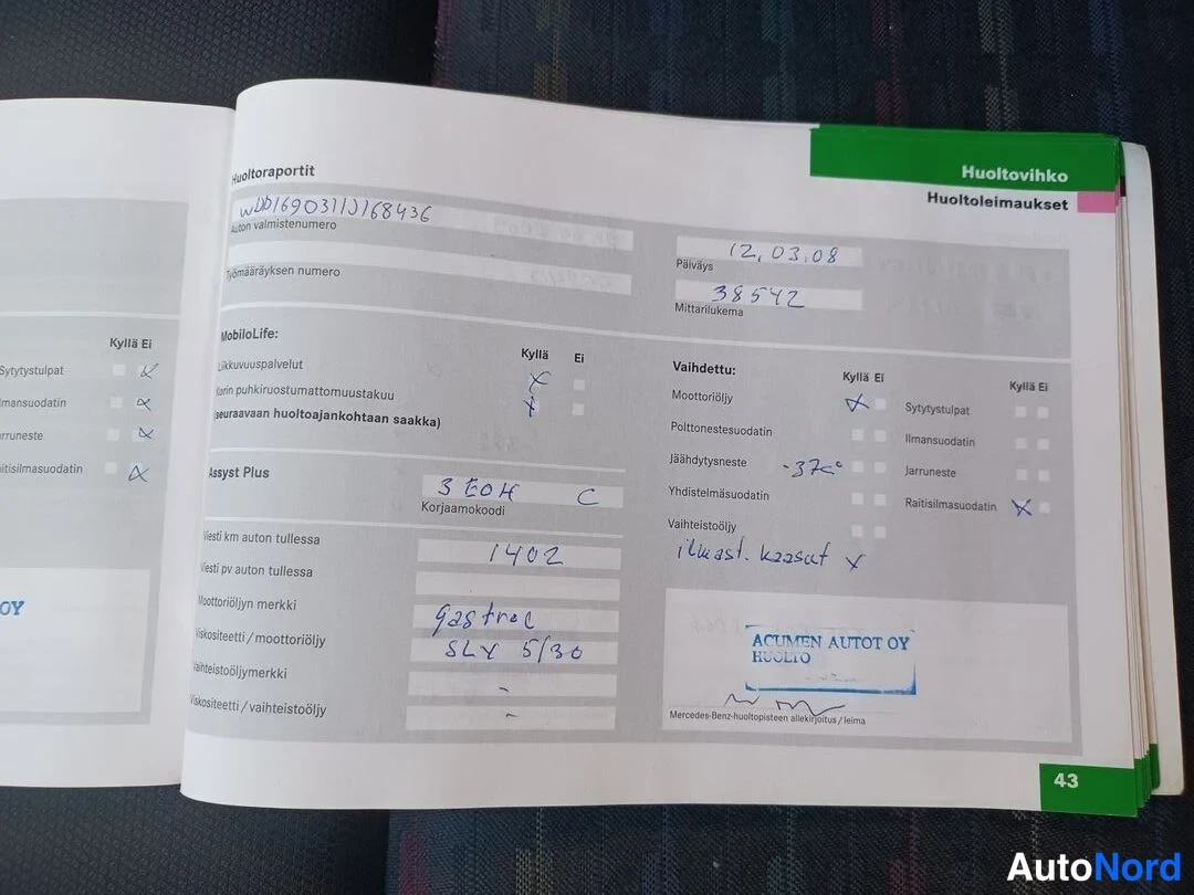 Punainen Mercedes-Benz A  Viistoper 2005, asiakirja, kuva 18