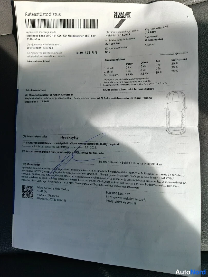 Valkoinen Mercedes-Benz Vito 111 CDI 2007, asiakirja, kuva 19