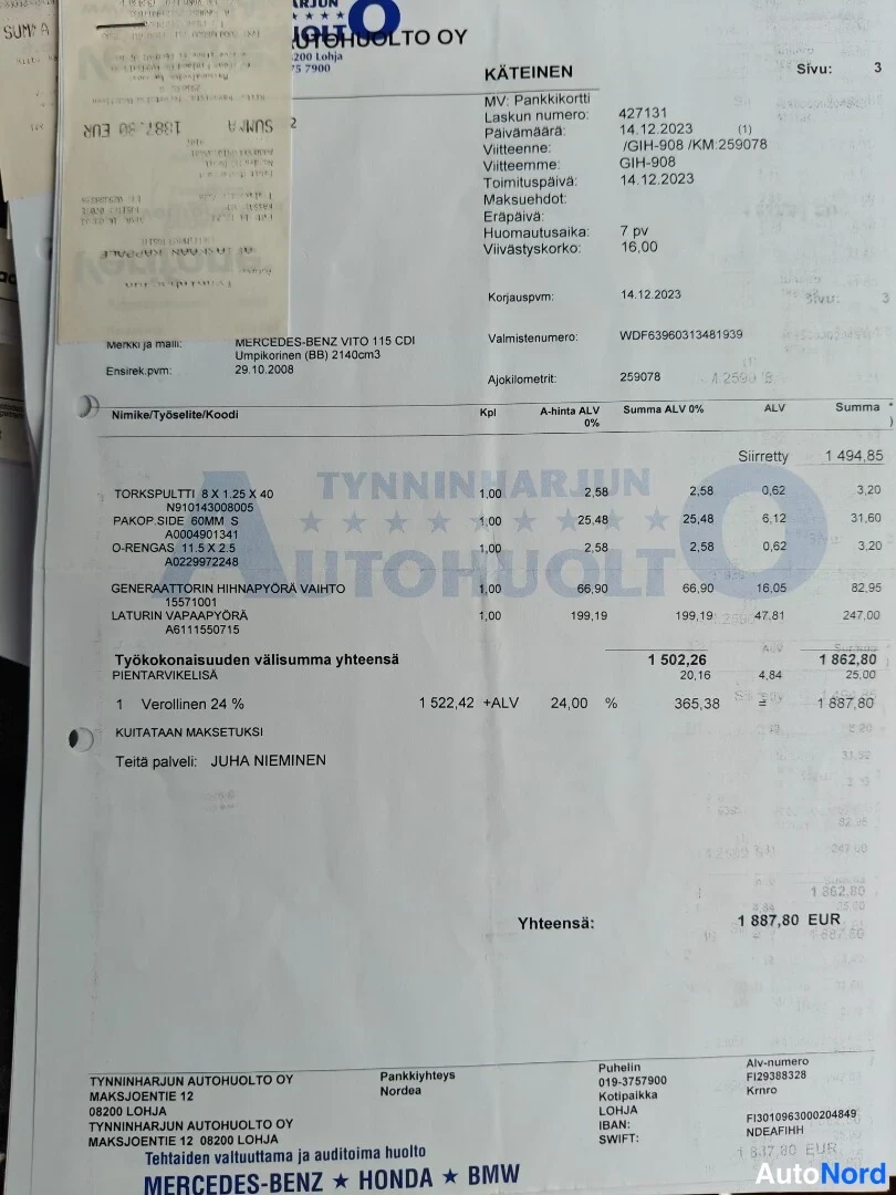 Musta Mercedes-Benz Vito 115 CDI 2008, asiakirja, kuva 36