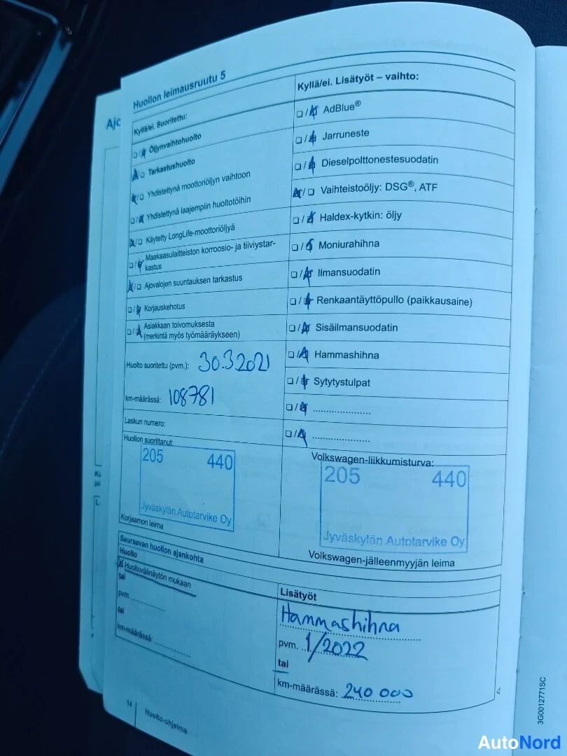 Valkoinen Volkswagen Touran 2016, asiakirja, kuva 33