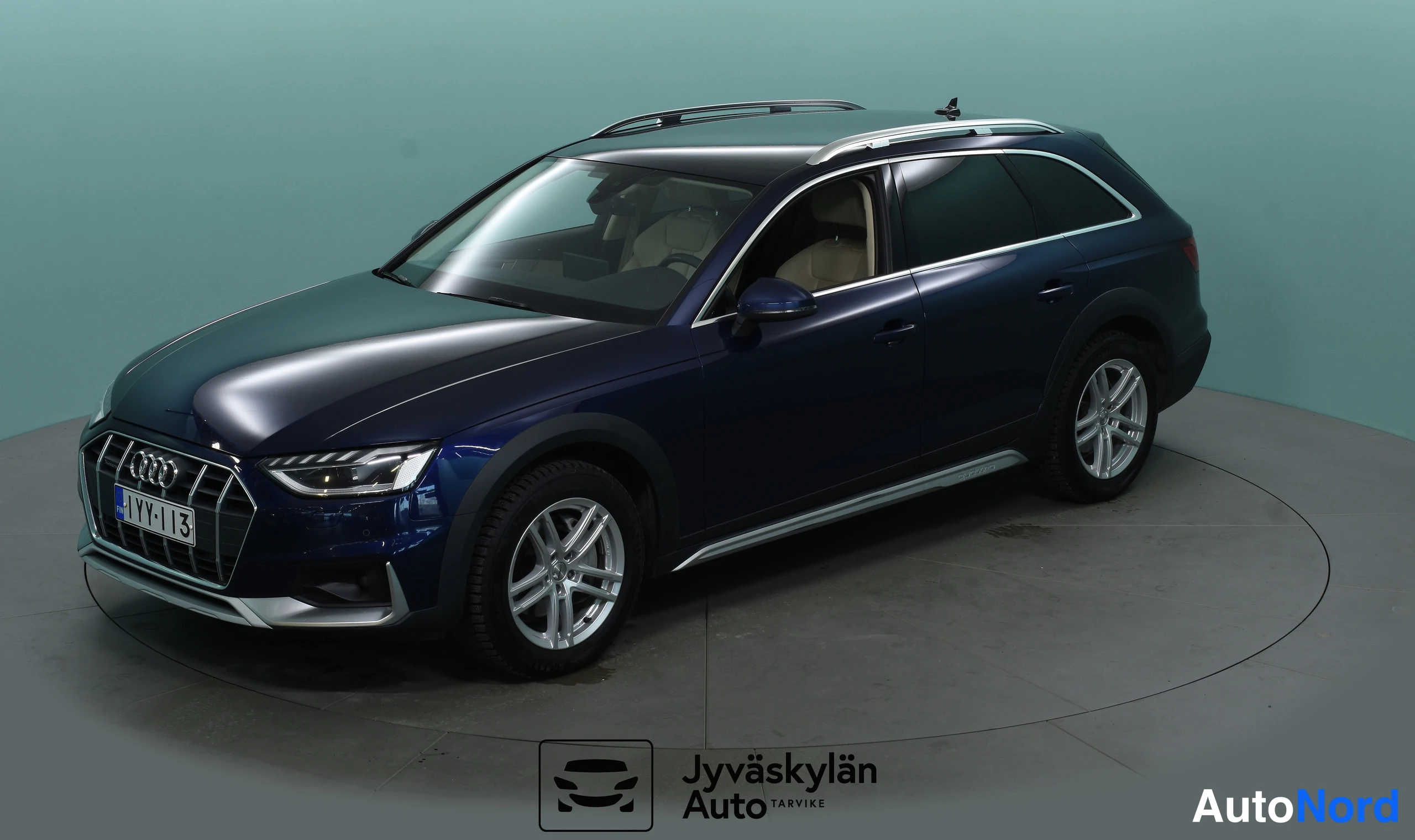 Sininen Audi A4 allroad quattro 2021, etuviisto, keula vasemmalle, kuva 4