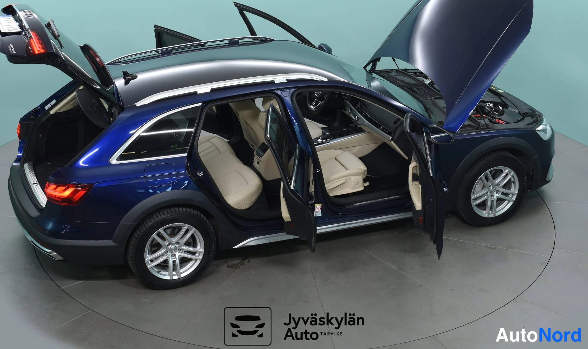 Sininen Audi A4 allroad quattro 2021, etuviisto, keula oikealle, kuva 7