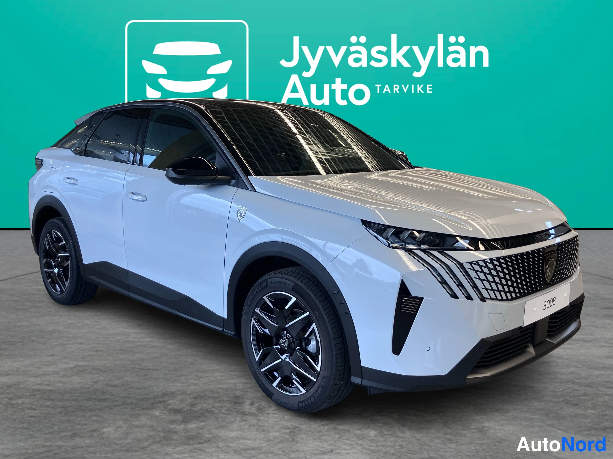 Valkoinen Peugeot 3008 2026, etuviisto, keula oikealle, kuva 6
