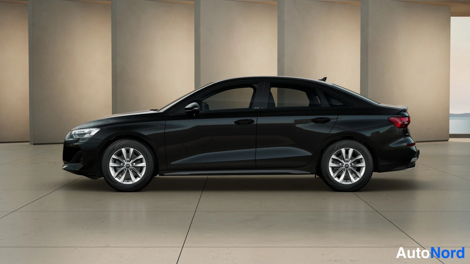 Black Audi A3 2026, side, photo 3