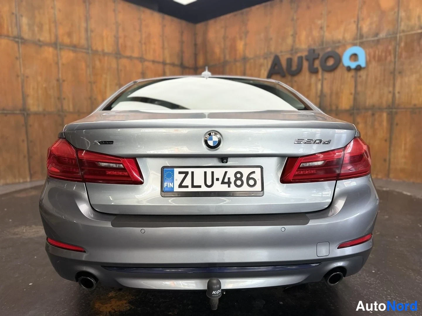 Harmaa BMW 520d xDrive 2018, takaa, kuva 16