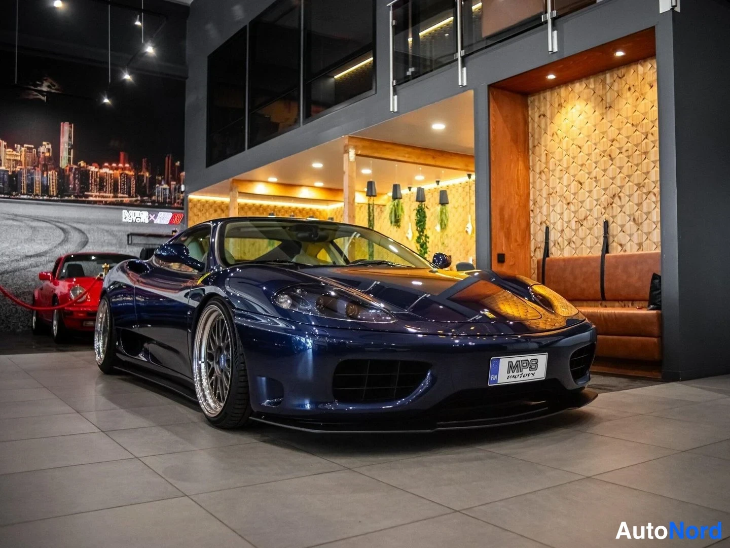 Sininen Ferrari 360 Modena 1999, etuviisto, keula oikealle, kuva 4