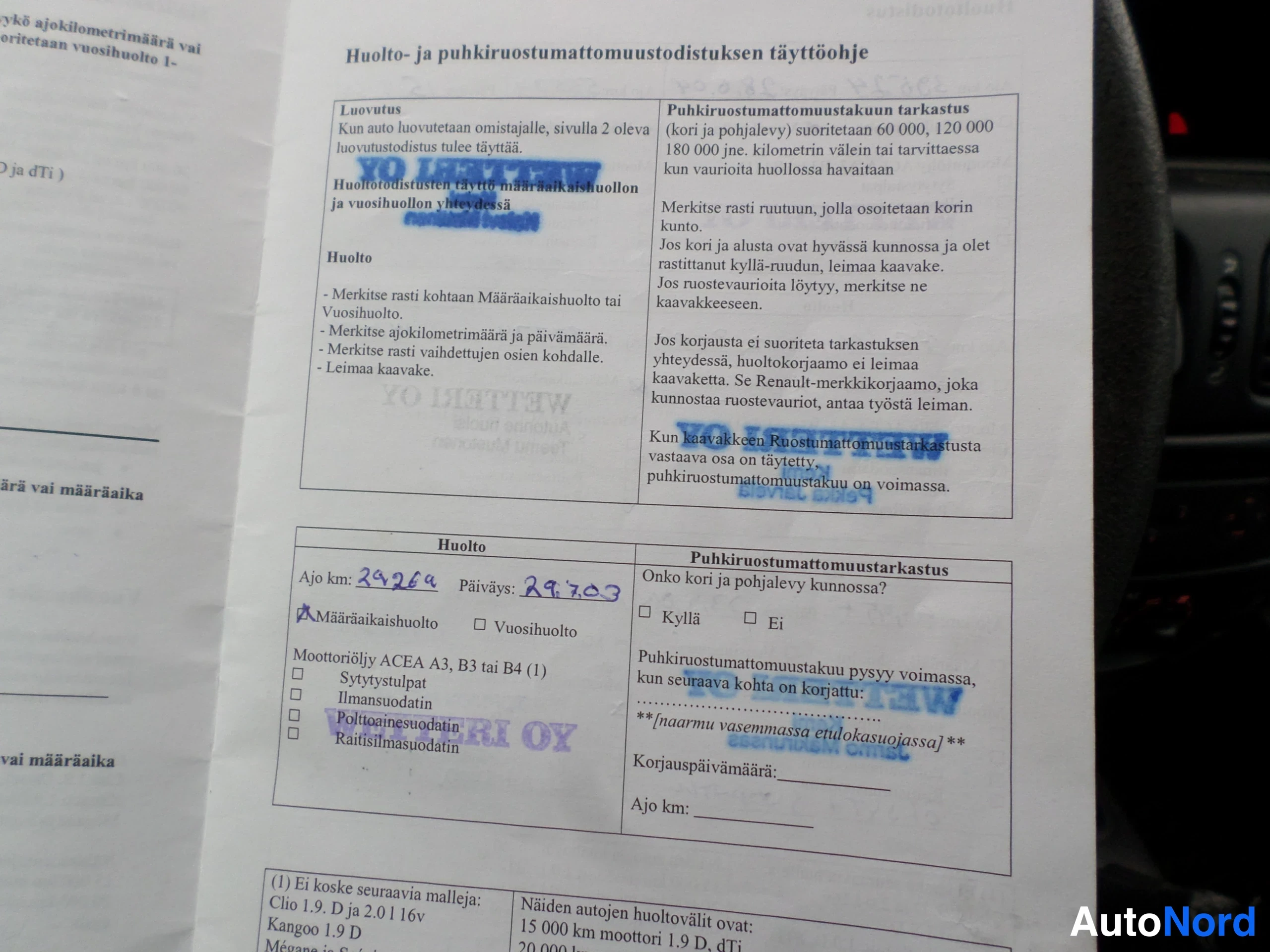 Sininen Renault MEGANE 2001, asiakirja, kuva 17