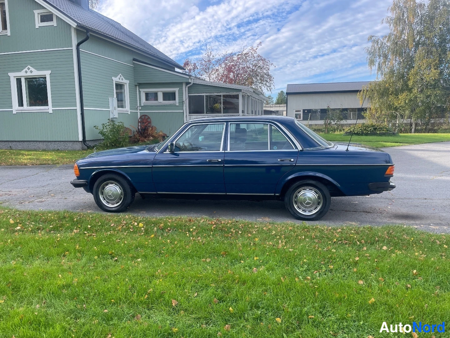 Sininen Mercedes-Benz 200 1984, sivulta, kuva 3