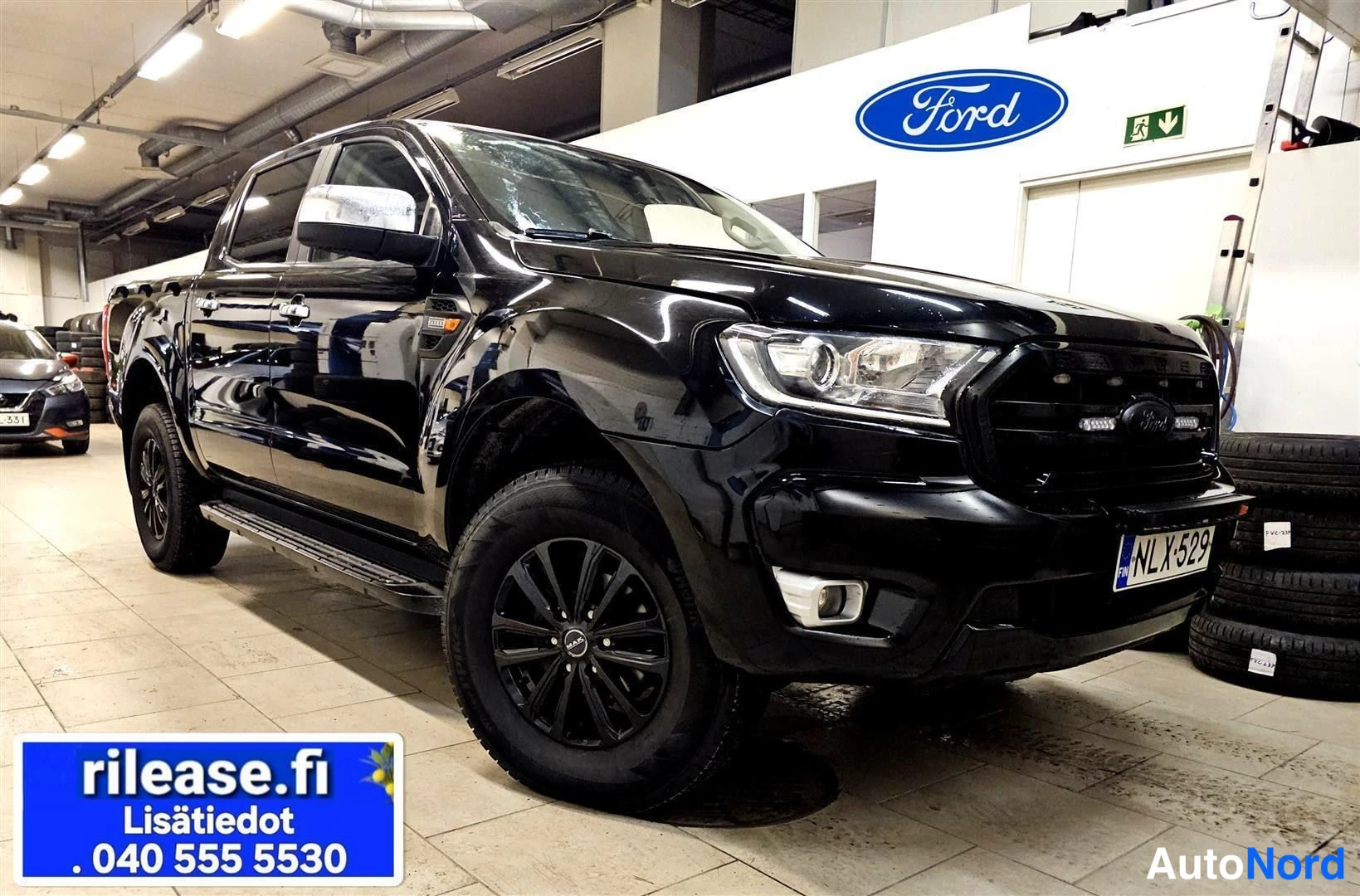 Musta Ford Ranger 2020, etuviisto, keula oikealle, kuva 3