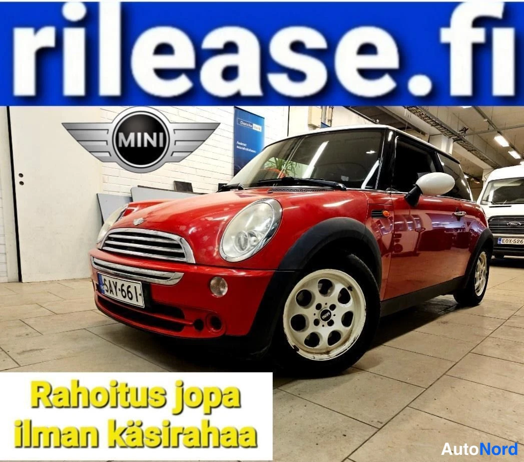 Punainen Mini Cooper 2006, etuviisto, keula vasemmalle, kuva 2