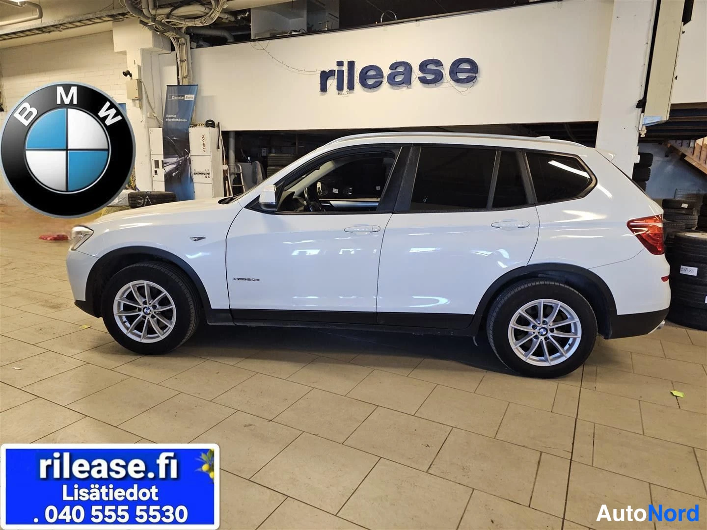 Valkoinen BMW X3 2015, etuviisto, keula vasemmalle, kuva 2