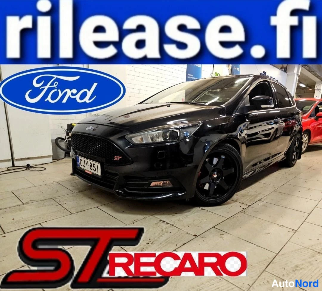 Musta Ford Focus 2016, etuviisto, keula vasemmalle, kuva 2