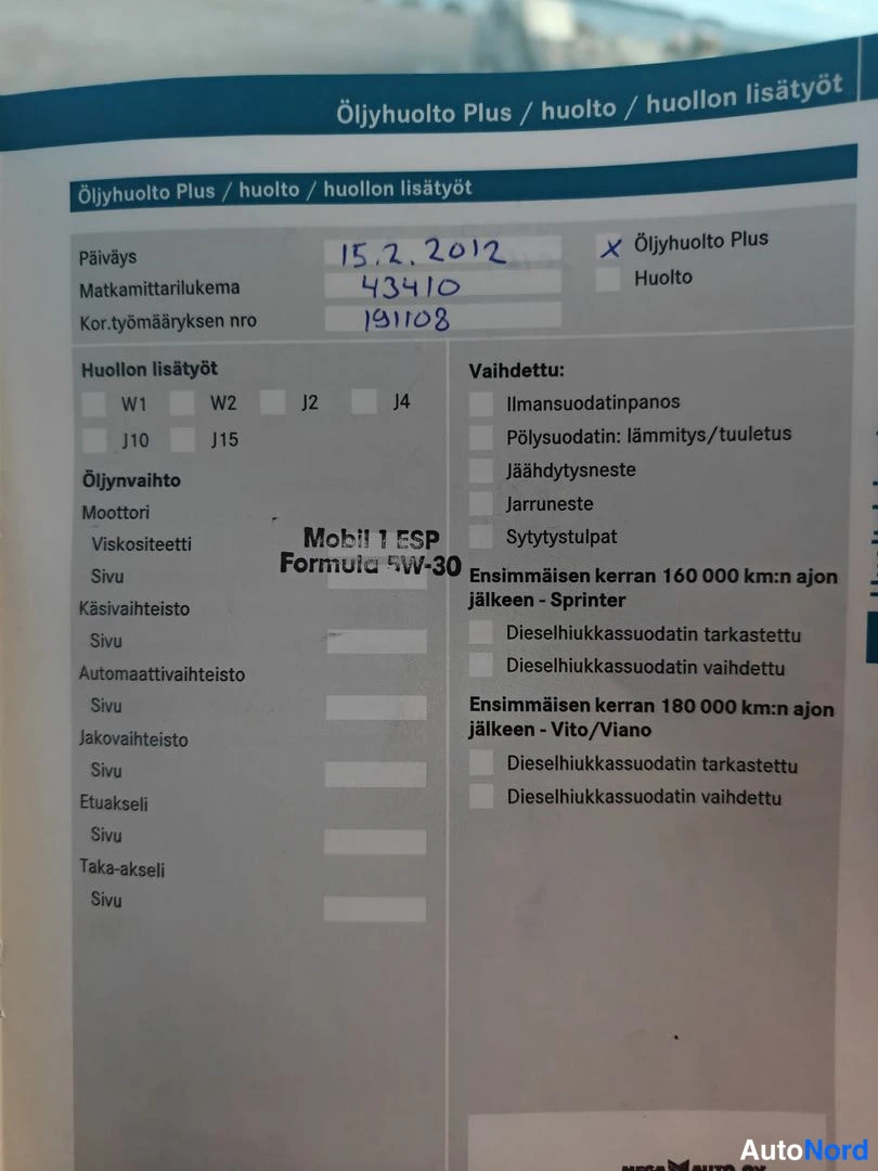 Valkoinen Mercedes-Benz Vito 115 CDI 2010, asiakirja, kuva 14