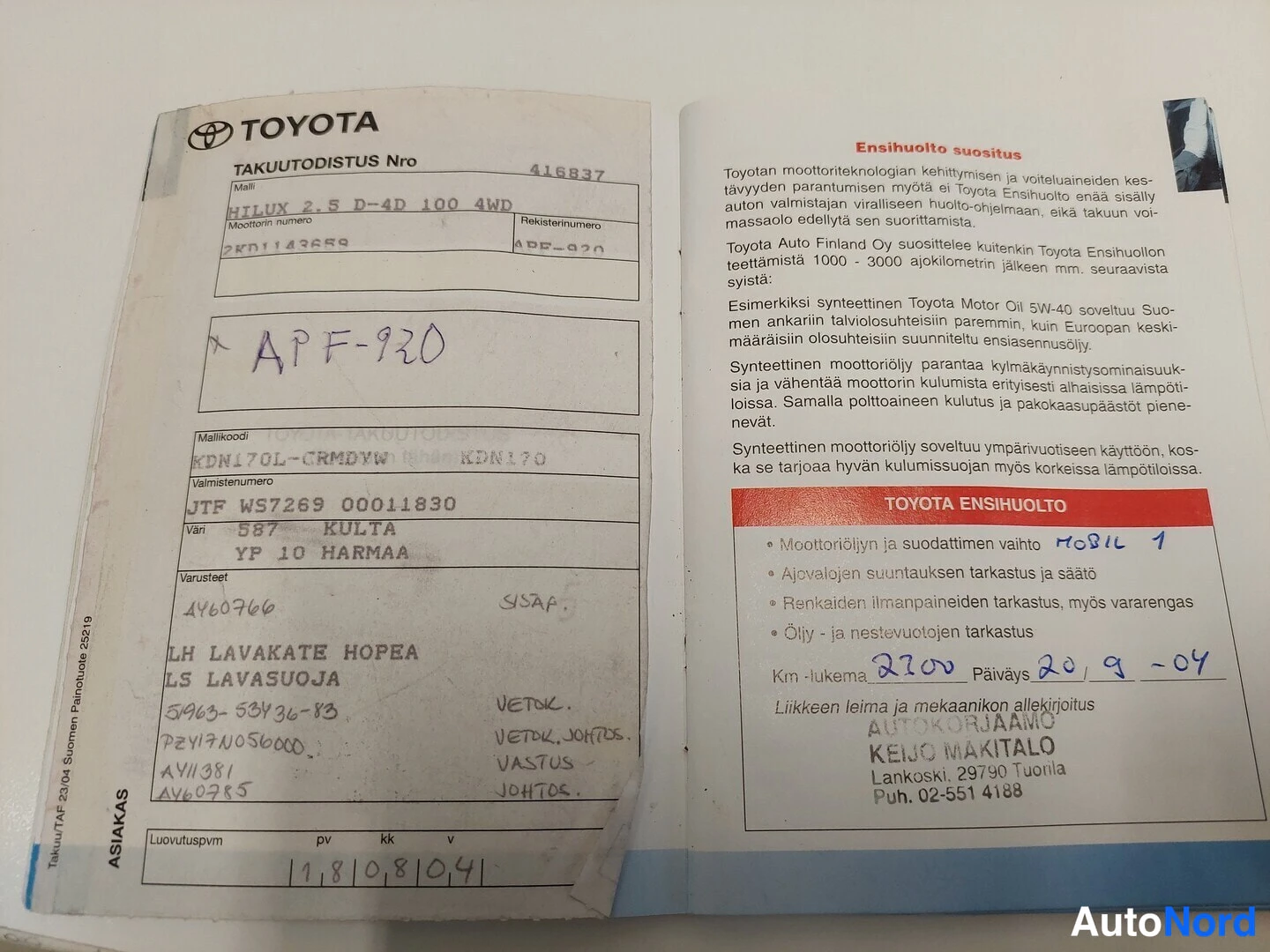 Keltainen Toyota Hilux 2004, asiakirja, kuva 40