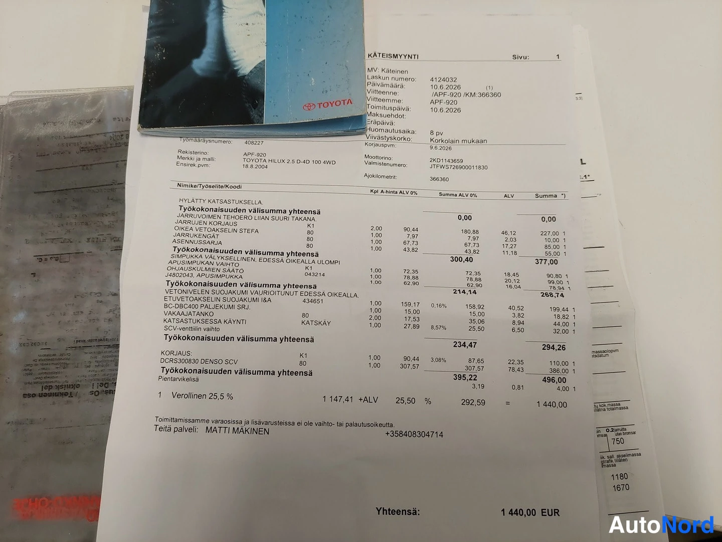 Keltainen Toyota Hilux 2004, asiakirja, kuva 48