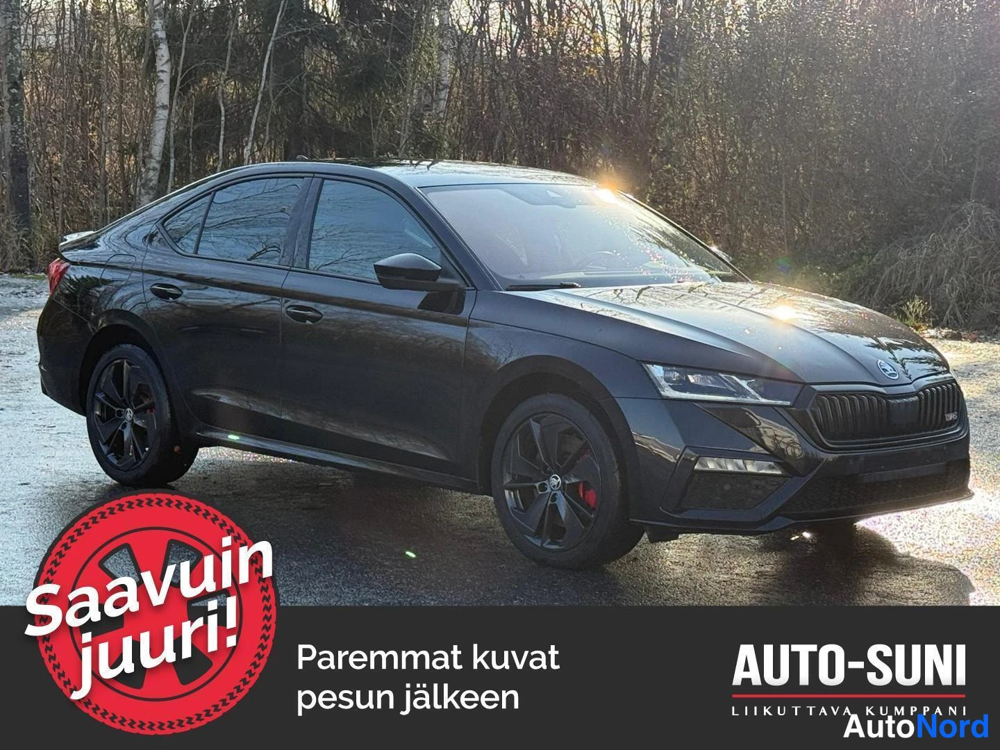 Musta Skoda Octavia 2024, etuviisto, keula oikealle, kuva 2
